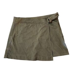 New York & Company Olive Green Wrap Skirt XL Belted Cotton Stretch Casual NEW